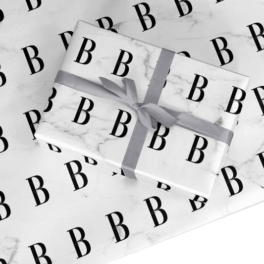 Monogrammed White Marble Custom Wrapping Paper