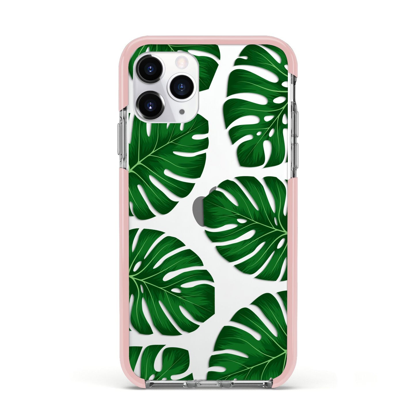 Monstera Leaf Apple iPhone 11 Pro in Silver with Pink Impact Case