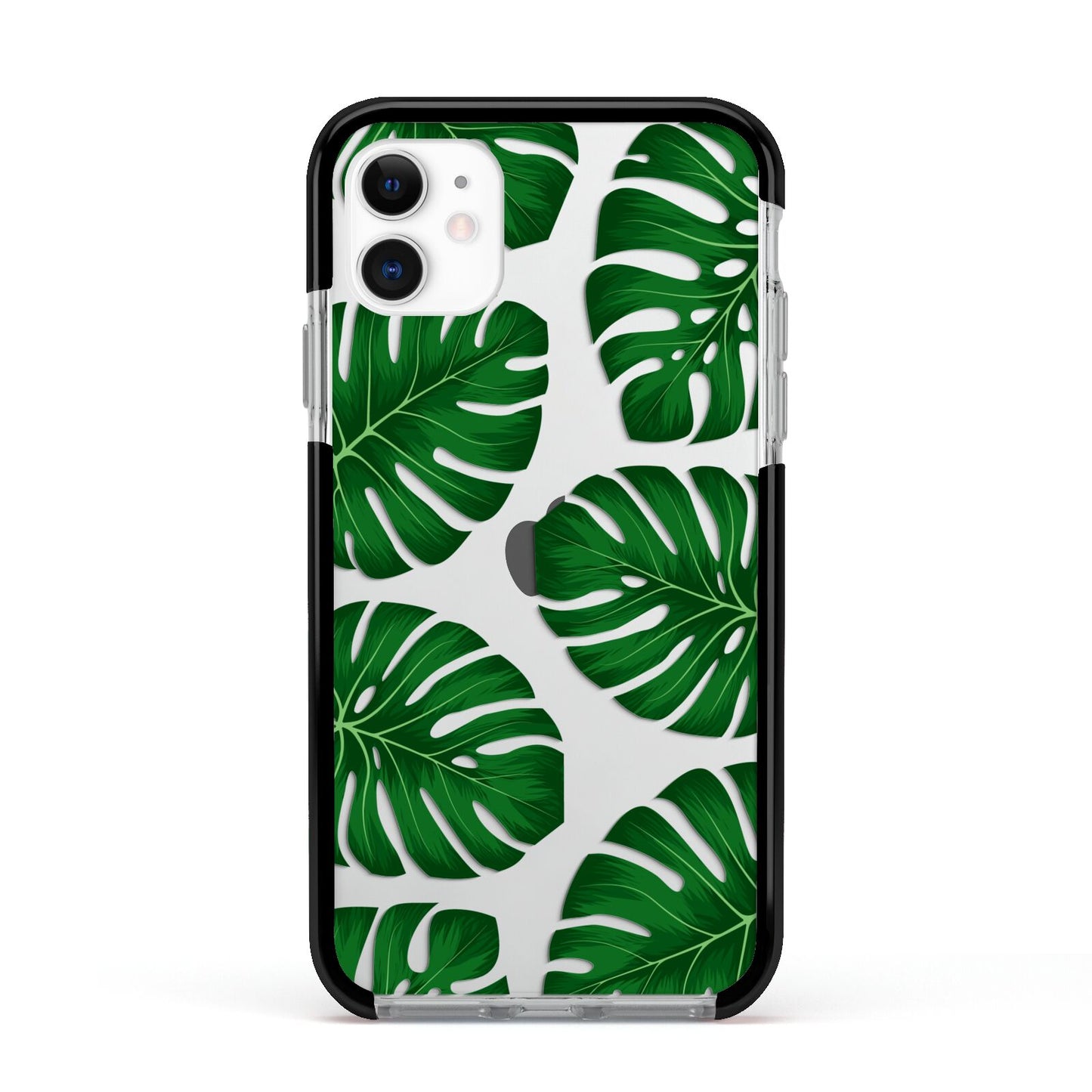 Monstera Leaf Apple iPhone 11 in White with Black Impact Case