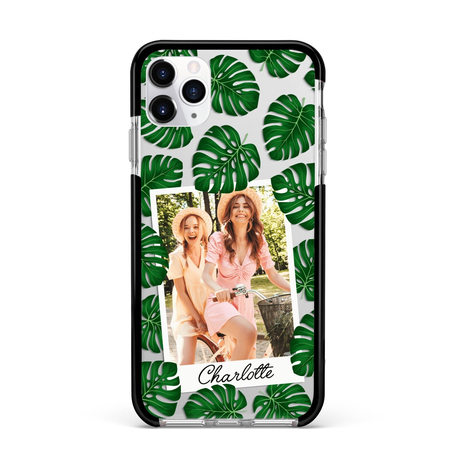 Monstera Leaf Instant Photo Apple iPhone 11 Pro Max in Silver with Black Impact Case