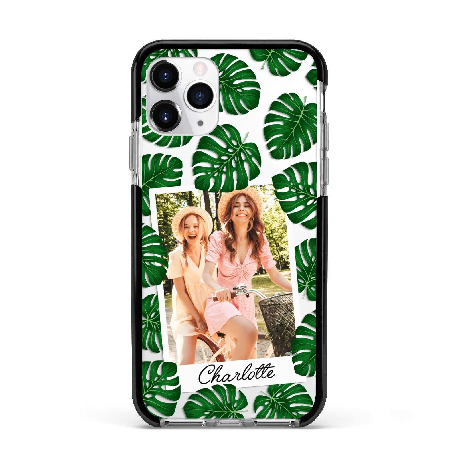 Monstera Leaf Instant Photo Apple iPhone 11 Pro in Silver with Black Impact Case