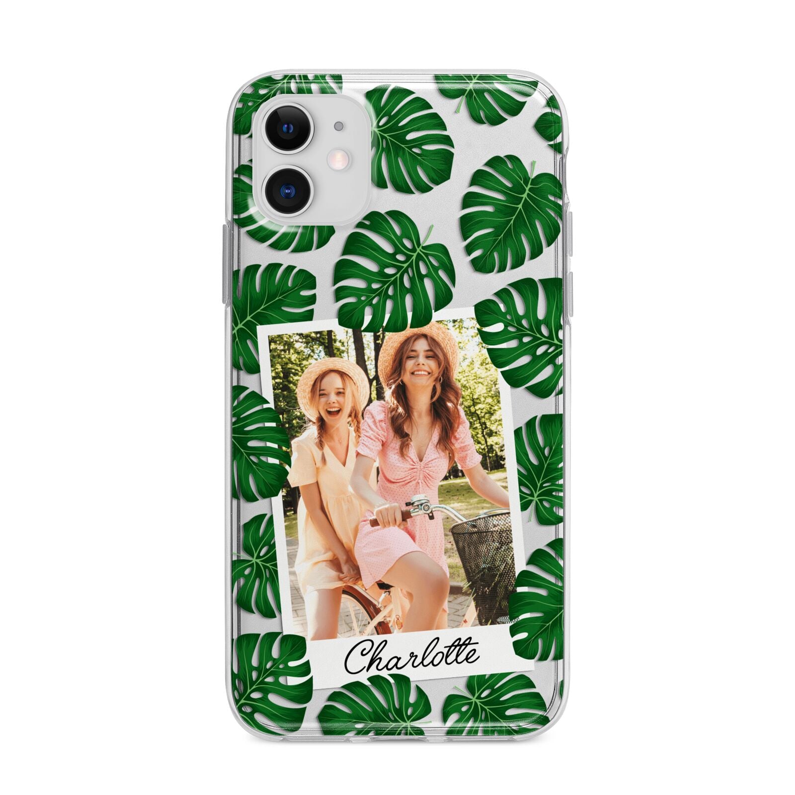Monstera Leaf Instant Photo Apple iPhone 11 in White with Bumper Case
