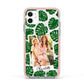 Monstera Leaf Instant Photo Apple iPhone 11 in White with Pink Impact Case