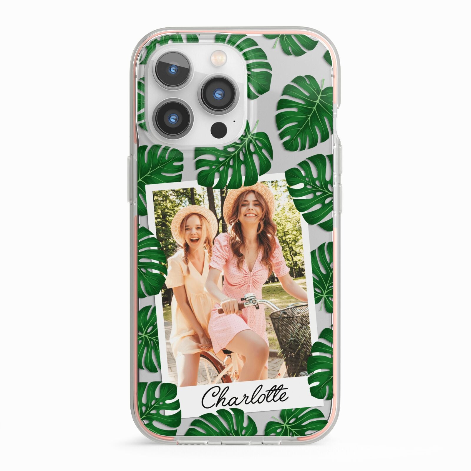 Monstera Leaf Instant Photo iPhone 13 Pro TPU Impact Case with Pink Edges