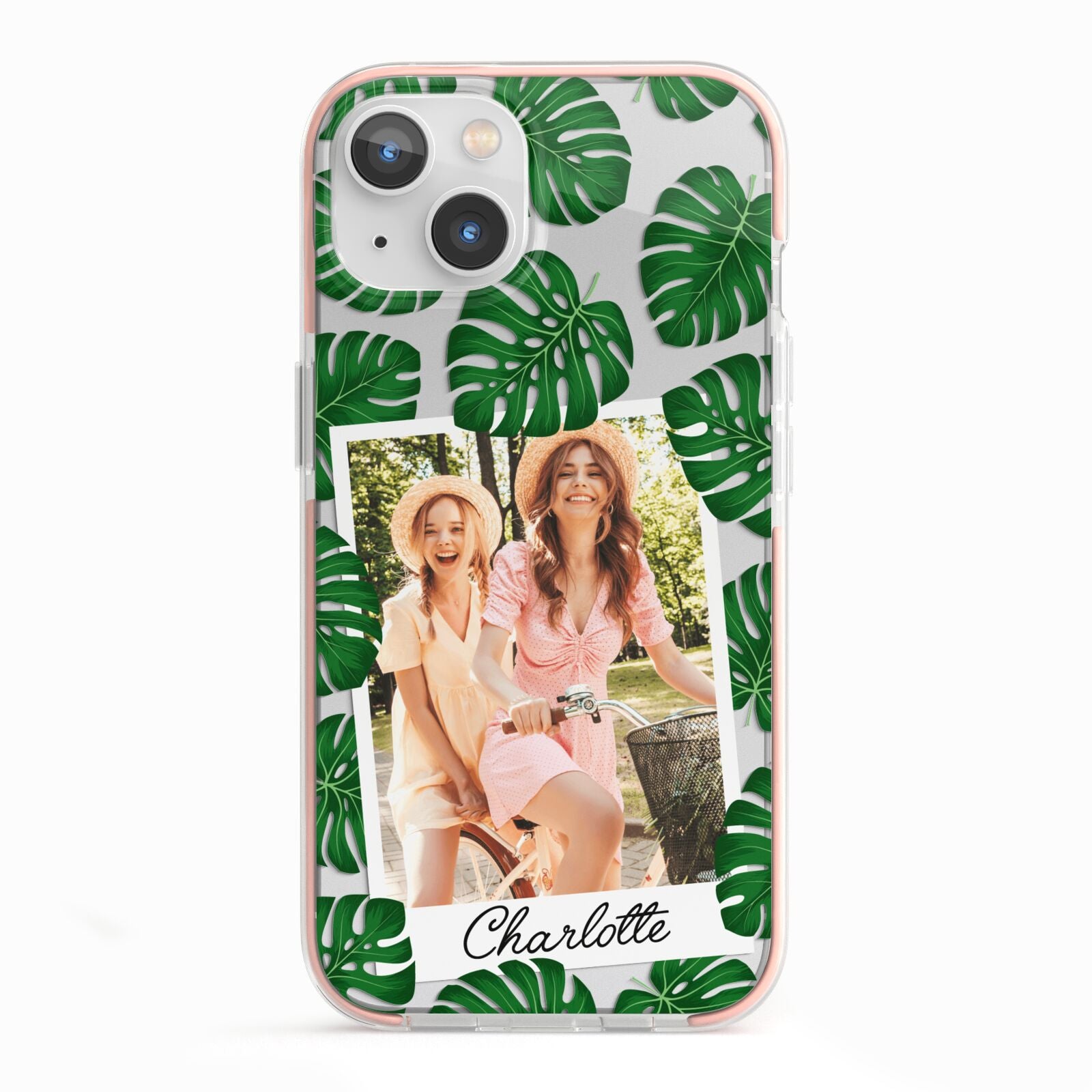 Monstera Leaf Instant Photo iPhone 13 TPU Impact Case with Pink Edges