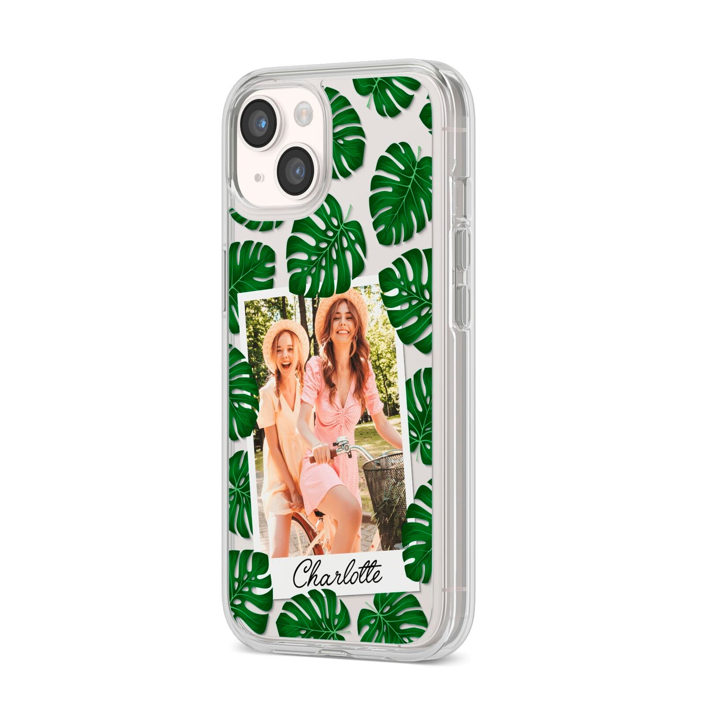 Monstera Leaf Instant Photo iPhone 14 Clear Tough Case Starlight Angled Image