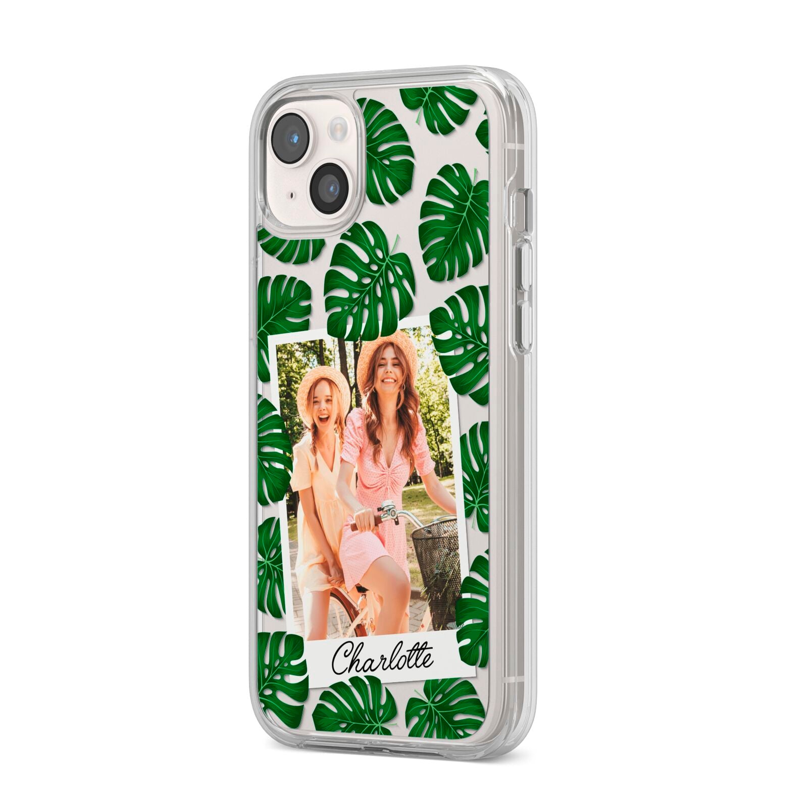 Monstera Leaf Instant Photo iPhone 14 Plus Clear Tough Case Starlight Angled Image