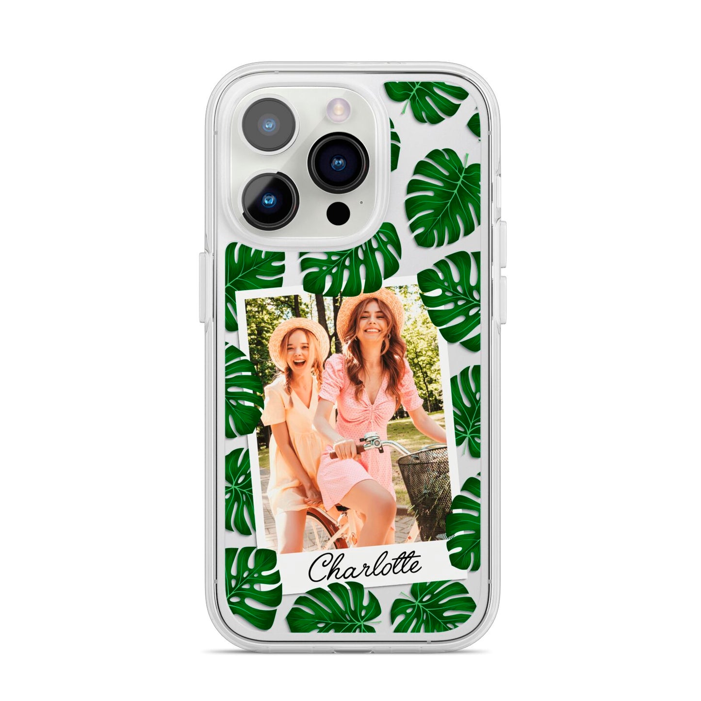 Monstera Leaf Instant Photo iPhone 14 Pro Clear Tough Case Silver