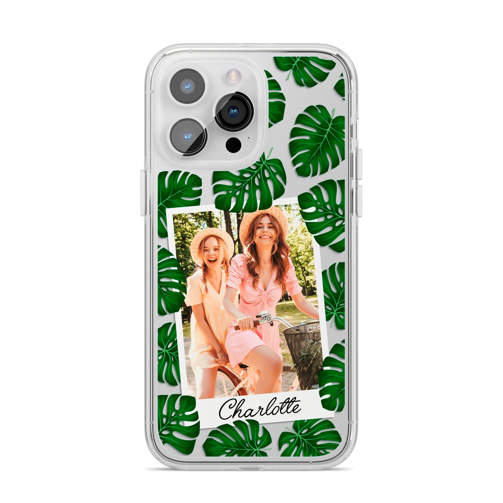Monstera Leaf Instant Photo iPhone 14 Pro Max Clear Tough Case Silver