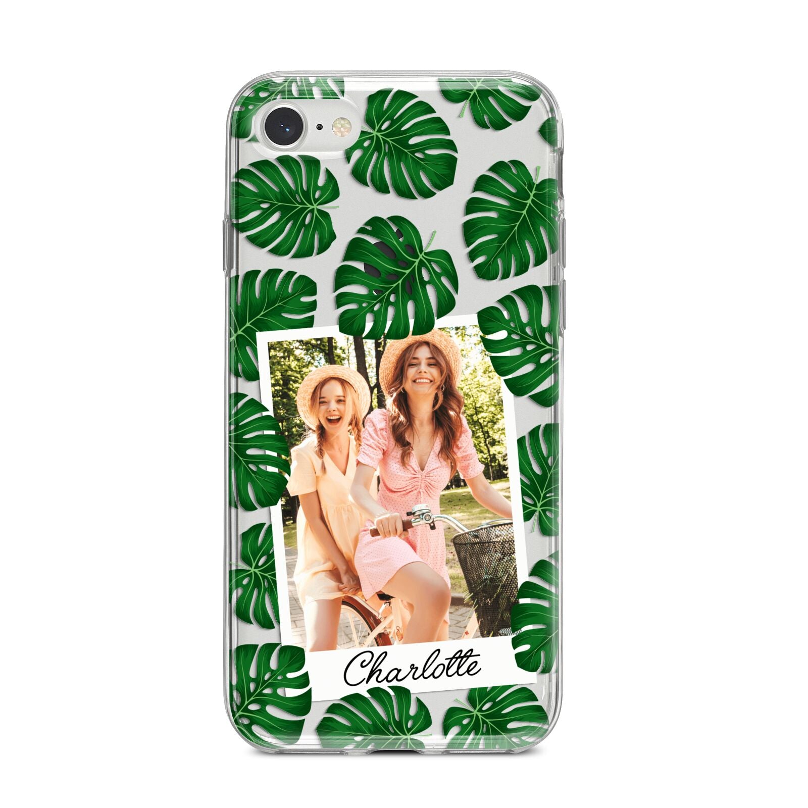 Monstera Leaf Instant Photo iPhone 8 Bumper Case on Silver iPhone