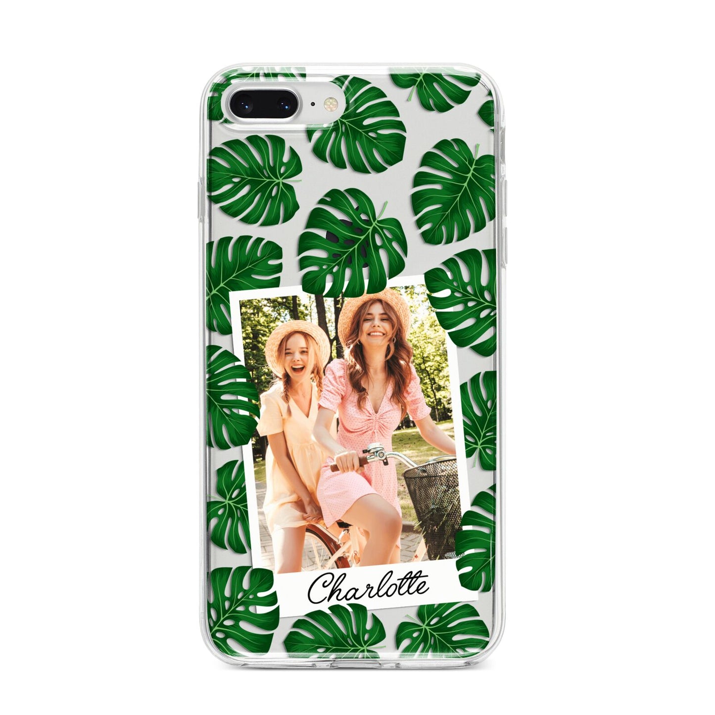 Monstera Leaf Instant Photo iPhone 8 Plus Bumper Case on Silver iPhone