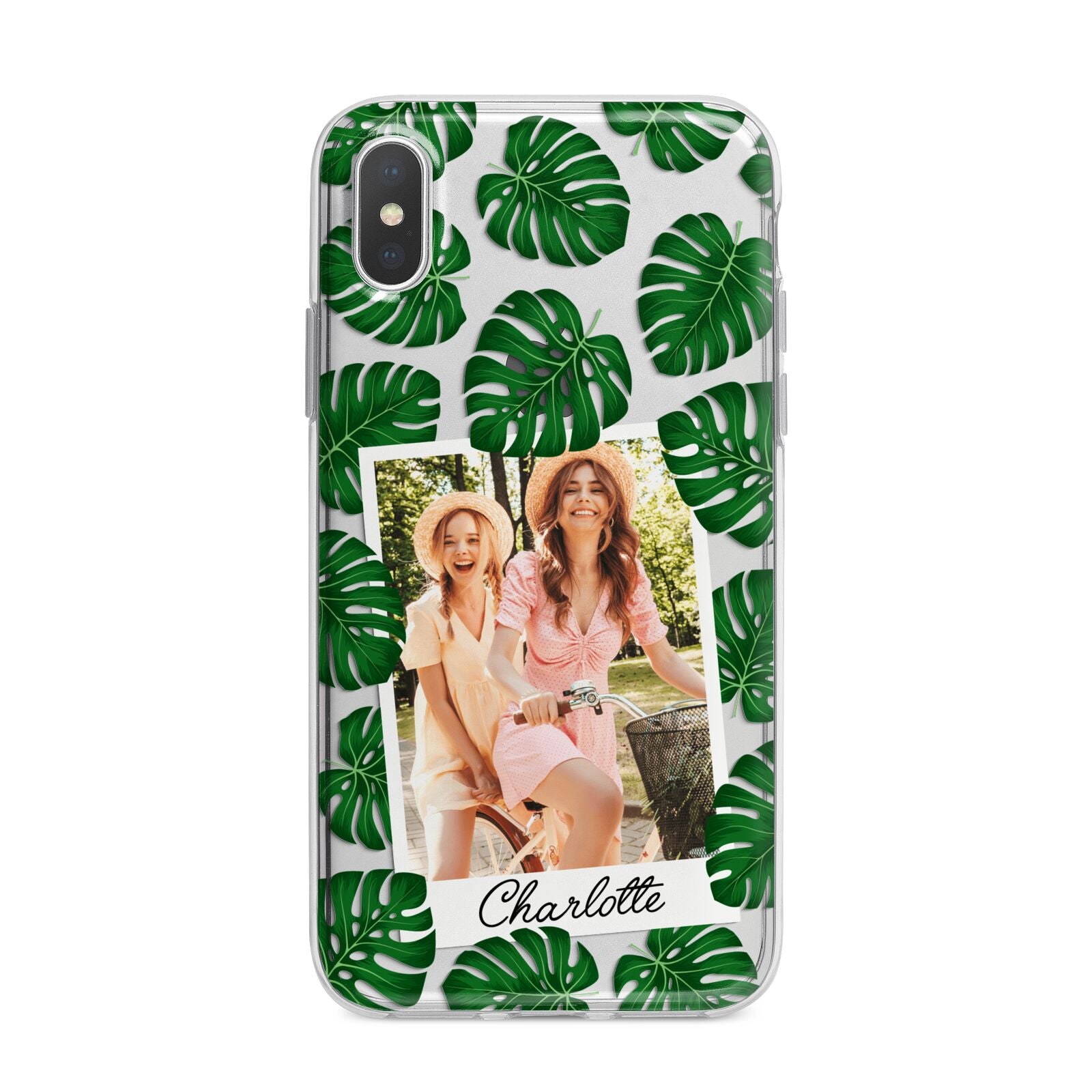 Monstera Leaf Instant Photo iPhone X Bumper Case on Silver iPhone Alternative Image 1
