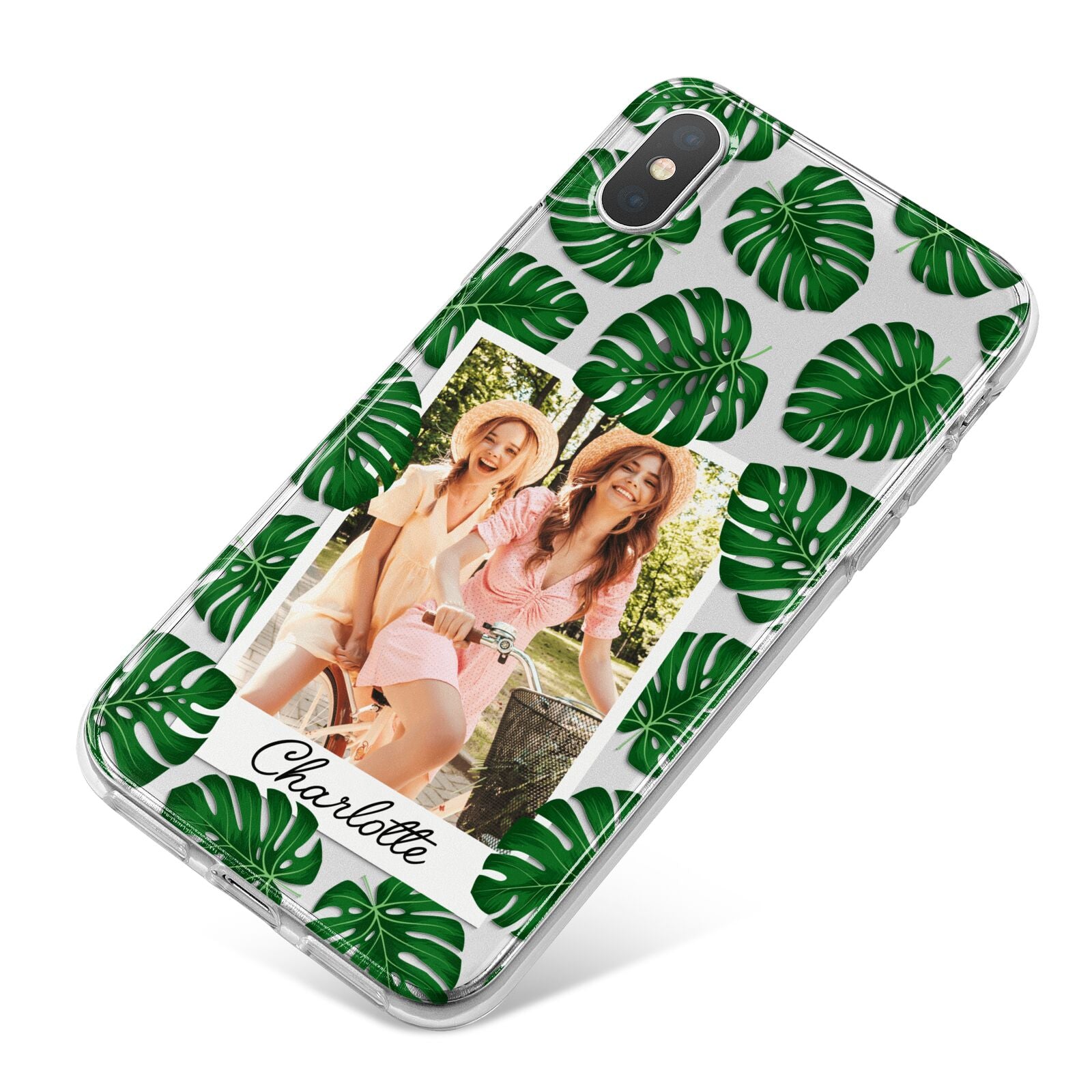 Monstera Leaf Instant Photo iPhone X Bumper Case on Silver iPhone