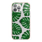 Monstera Leaf iPhone 13 Pro Max TPU Impact Case with Pink Edges