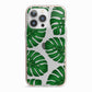 Monstera Leaf iPhone 13 Pro TPU Impact Case with Pink Edges