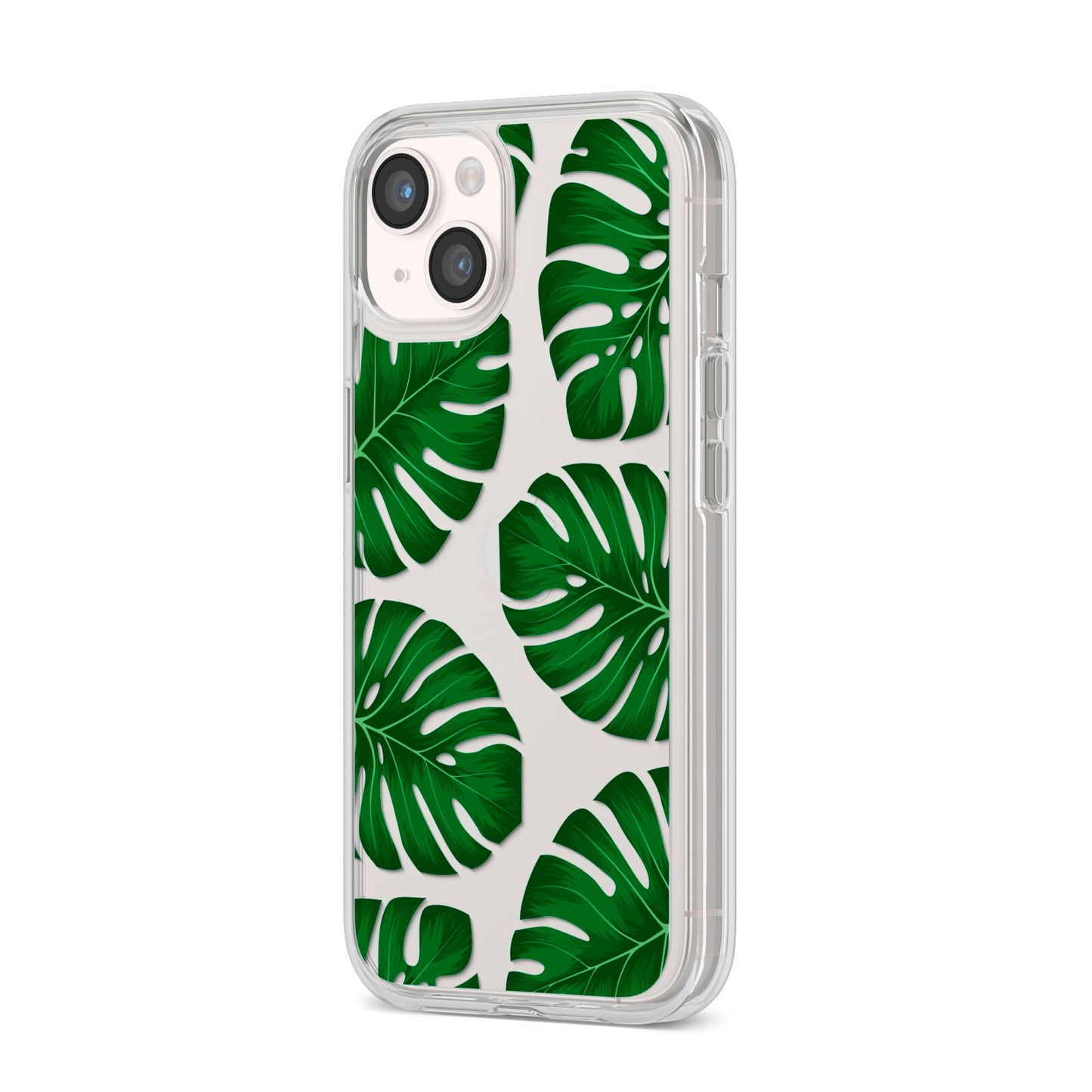 Monstera Leaf iPhone 14 Clear Tough Case Starlight Angled Image