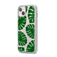 Monstera Leaf iPhone 14 Plus Glitter Tough Case Starlight Angled Image