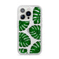 Monstera Leaf iPhone 14 Pro Clear Tough Case Silver