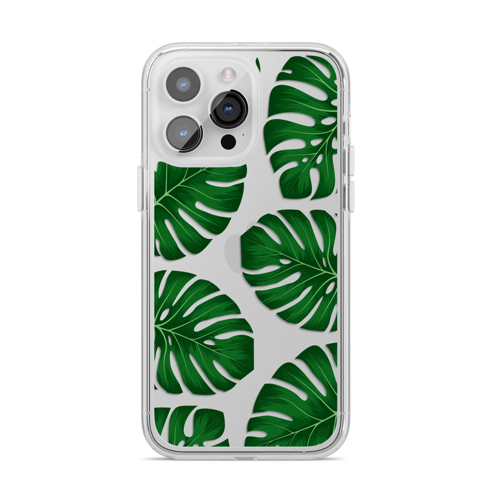 Monstera Leaf iPhone 14 Pro Max Clear Tough Case Silver