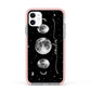 Moon Phases Personalised Name Apple iPhone 11 in White with Pink Impact Case
