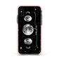 Moon Phases Personalised Name Apple iPhone Xs Impact Case Pink Edge on Black Phone