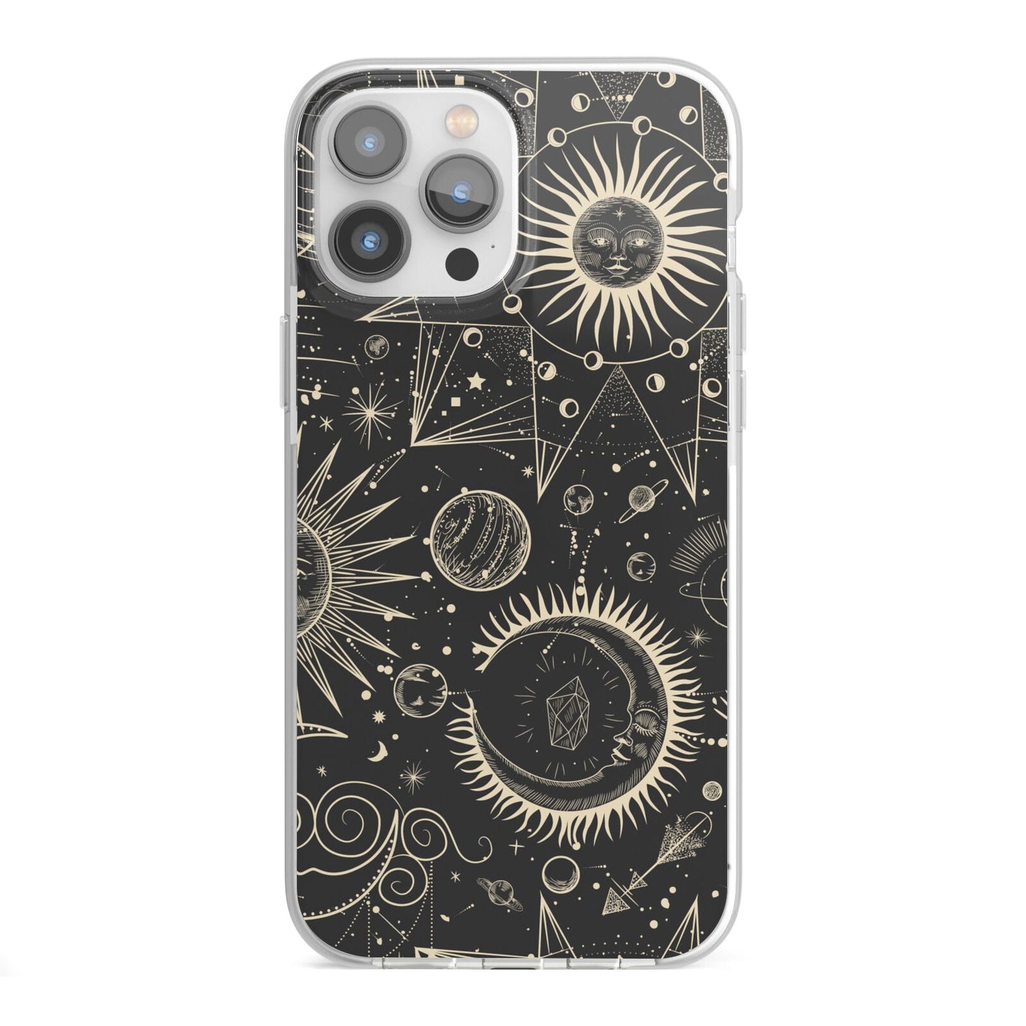 Moon Phases iPhone 13 Pro Max TPU Impact Case with White Edges
