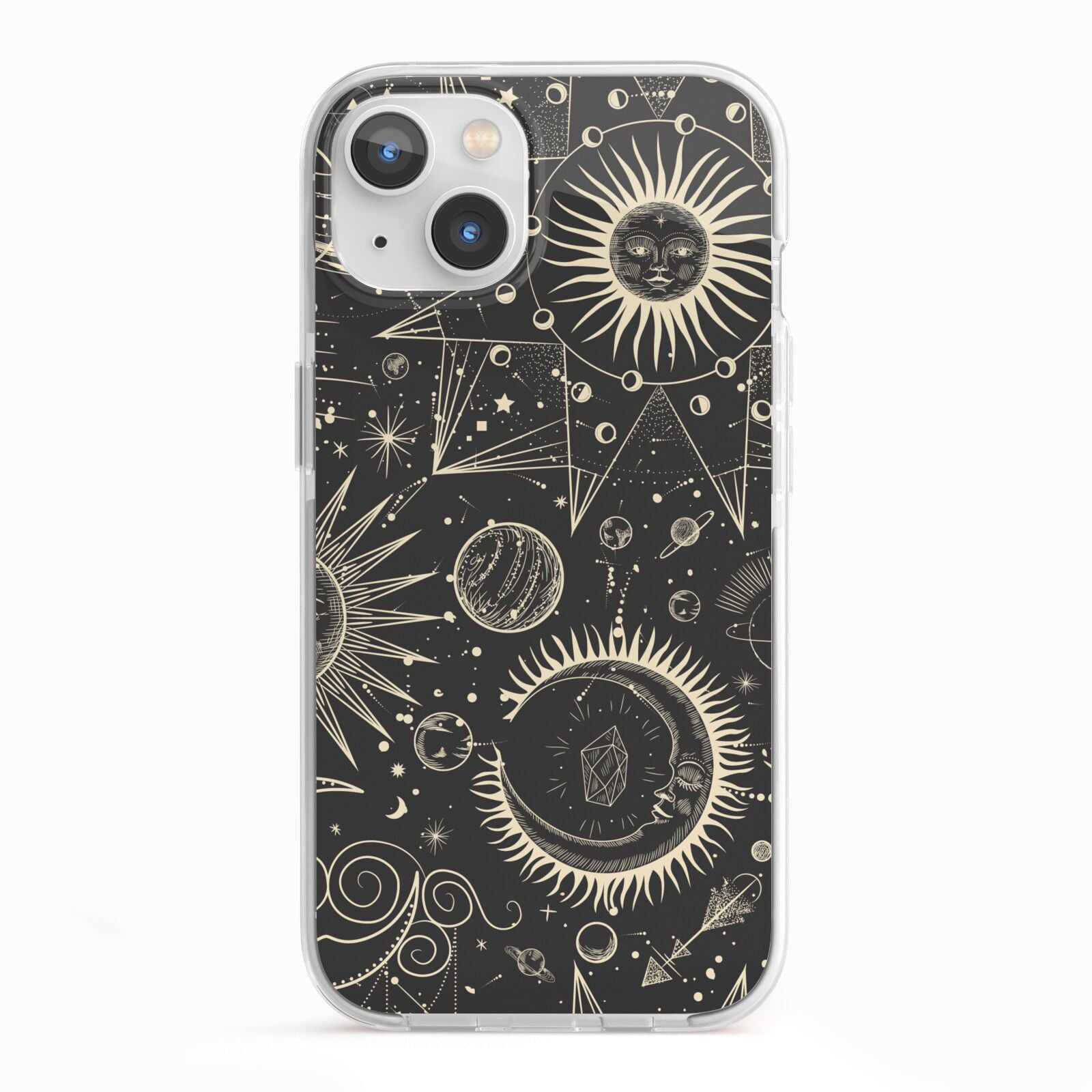 Moon Phases iPhone 13 TPU Impact Case with White Edges