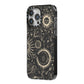Moon Phases iPhone 14 Pro Max Black Impact Case Side Angle on Silver phone
