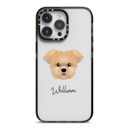 Morkie Personalised iPhone 14 Pro Max Black Impact Case on Silver phone