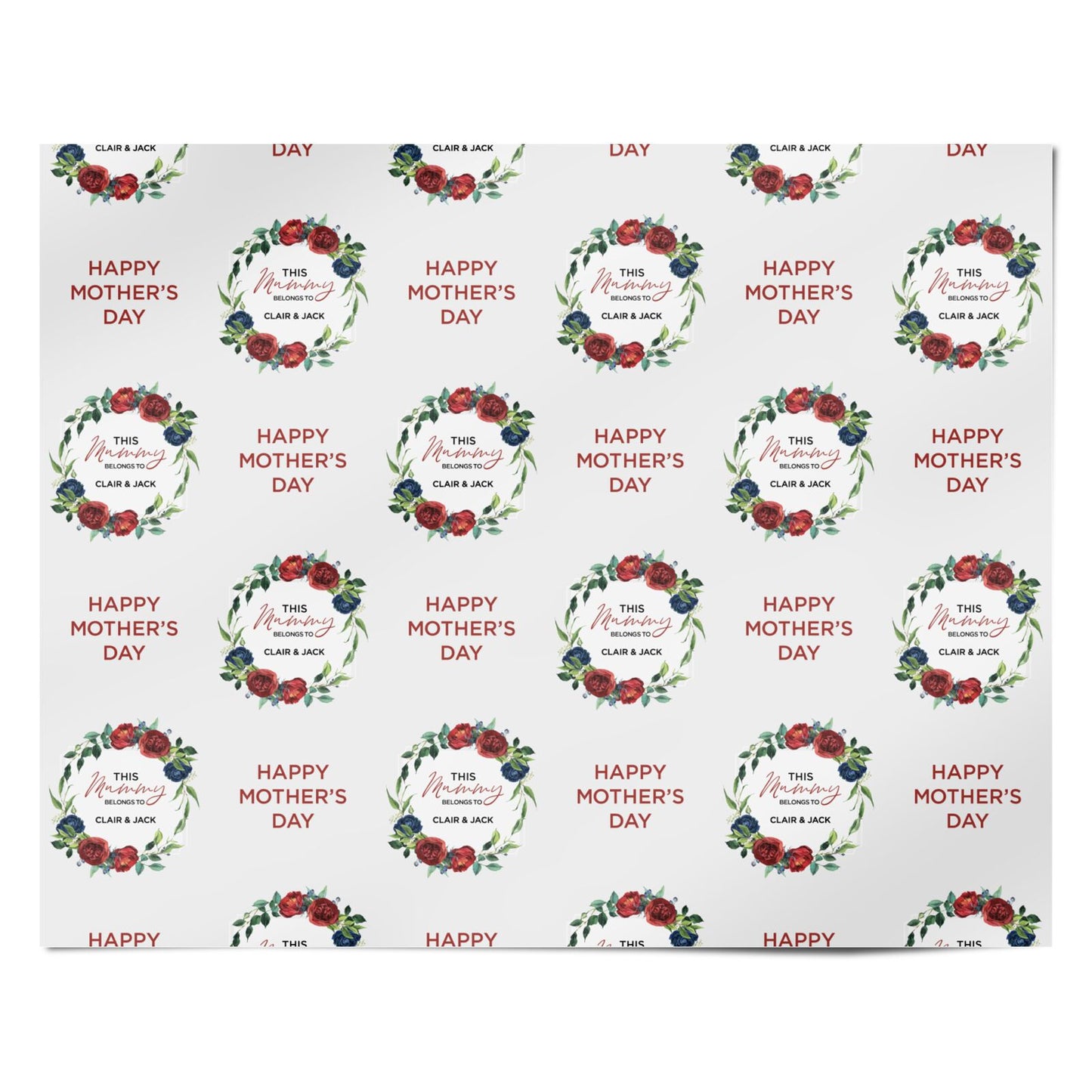 Mothers Day Flower Plaque Personalised Wrapping Paper Alternative