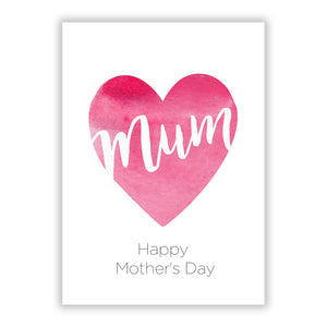 Mothers Day Watercolour Heart Greetings Card