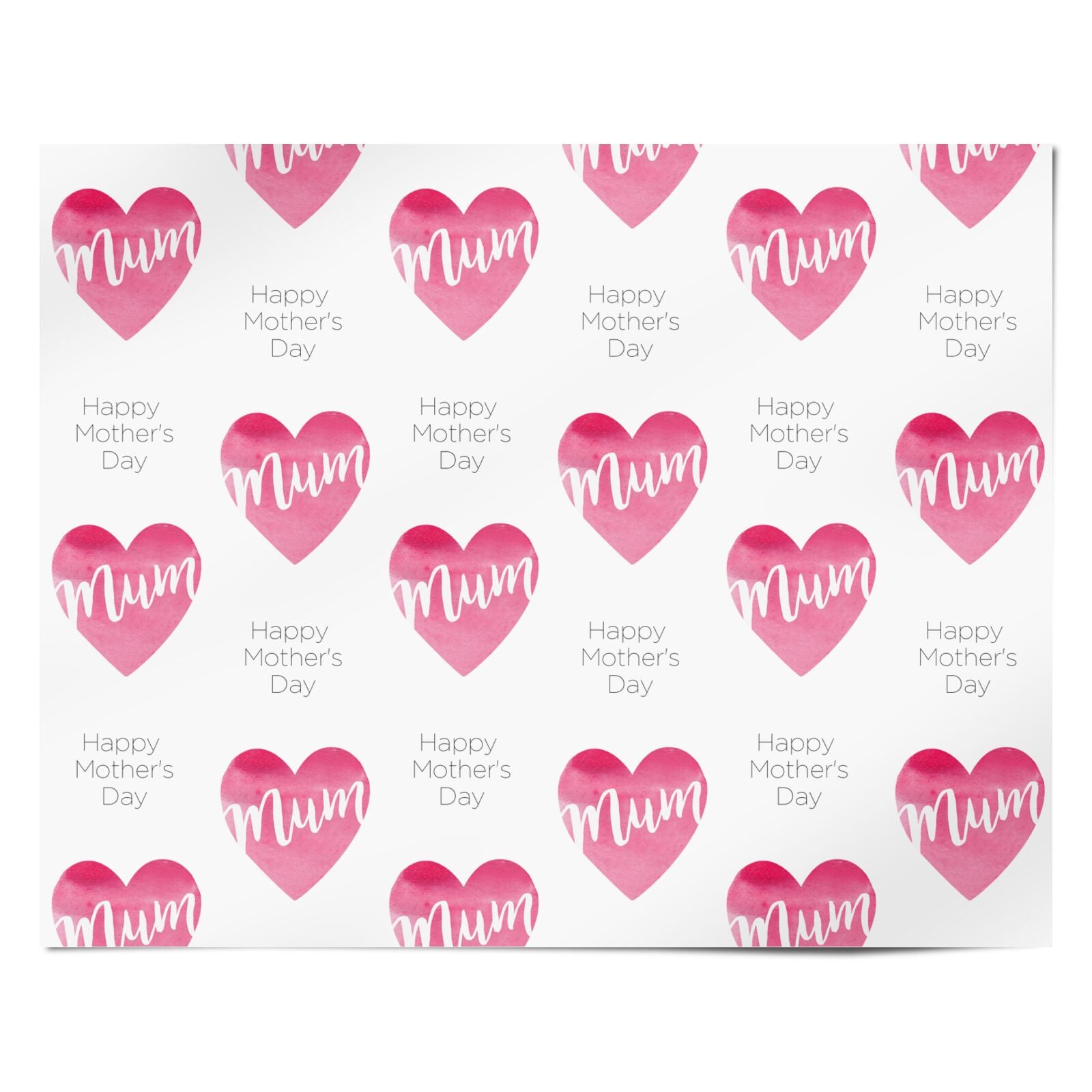 Mothers Day Watercolour Heart Personalised Wrapping Paper Alternative