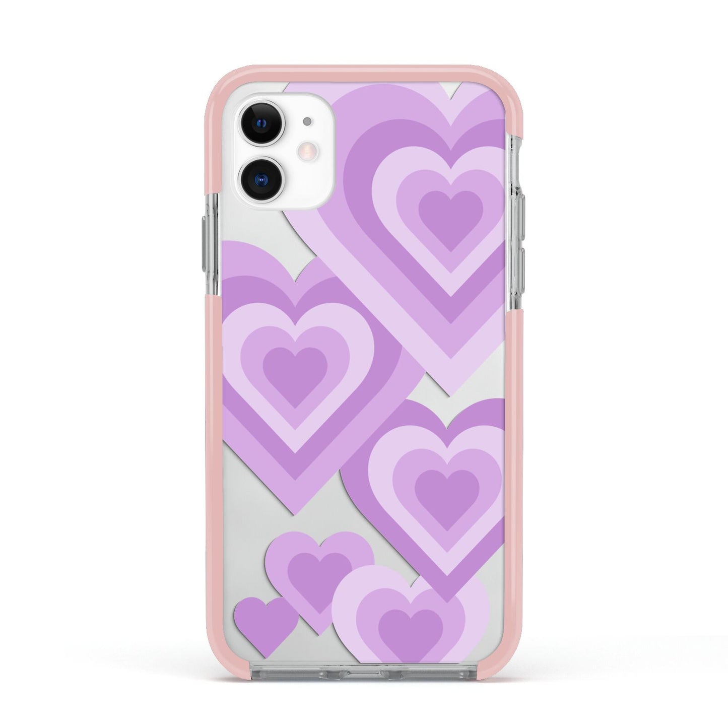 Multi Heart Apple iPhone 11 in White with Pink Impact Case