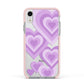 Multi Heart Apple iPhone XR Impact Case Pink Edge on Silver Phone