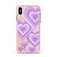 Multi Heart Apple iPhone Xs Max Impact Case Pink Edge on Gold Phone