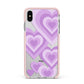 Multi Heart Apple iPhone Xs Max Impact Case Pink Edge on Silver Phone