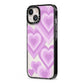 Multi Heart iPhone 13 Black Impact Case Side Angle on Silver phone