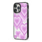 Multi Heart iPhone 13 Pro Max Black Impact Case Side Angle on Silver phone