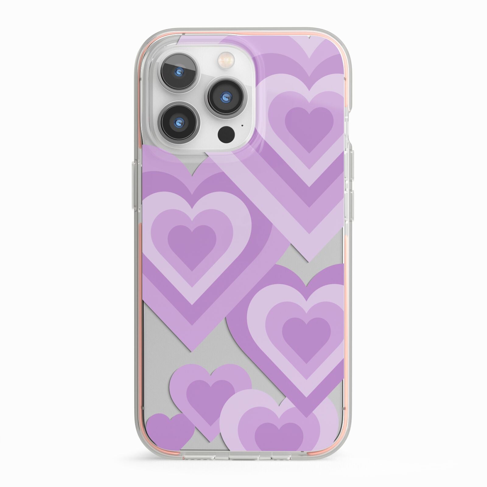 Multi Heart iPhone 13 Pro TPU Impact Case with Pink Edges