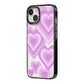Multi Heart iPhone 14 Black Impact Case Side Angle on Silver phone