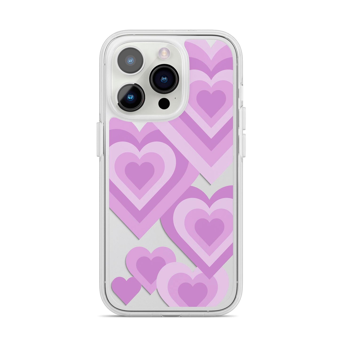 Multi Heart iPhone 14 Pro Clear Tough Case Silver