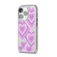 Multi Heart iPhone 14 Pro Glitter Tough Case Silver Angled Image