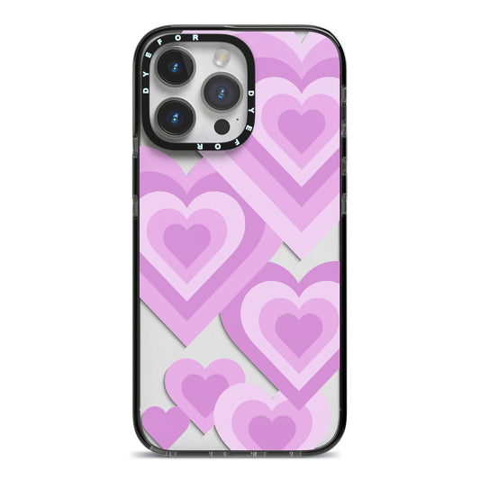 Multi Heart iPhone 14 Pro Max Black Impact Case on Silver phone