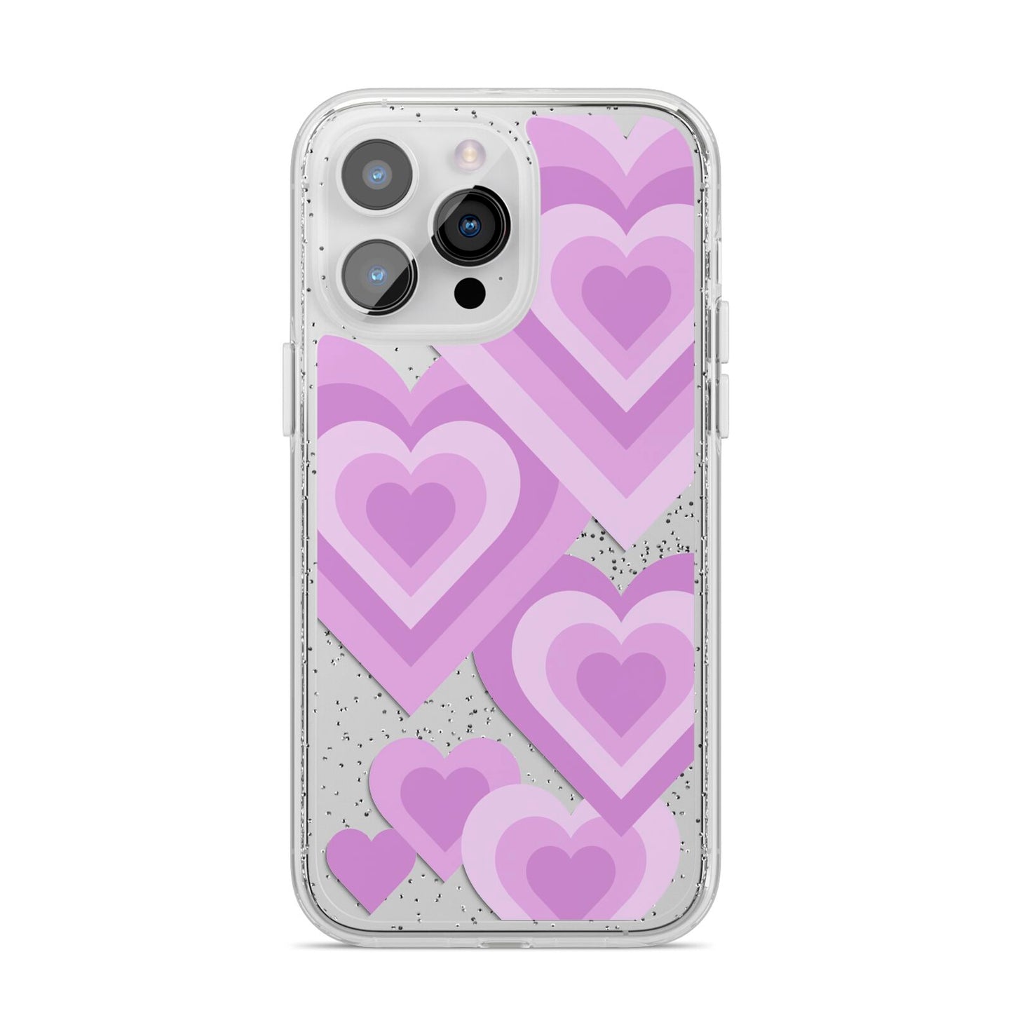 Multi Heart iPhone 14 Pro Max Glitter Tough Case Silver