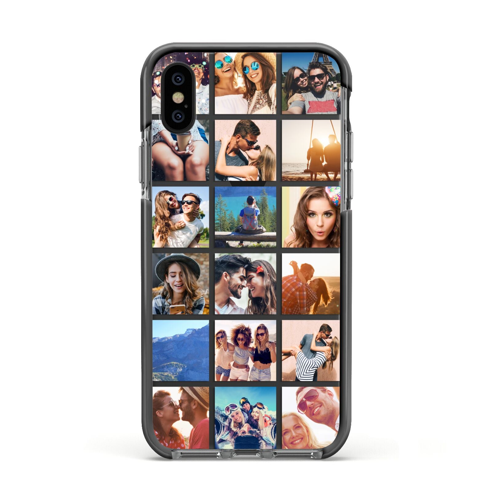 Multi Photo Collage Apple iPhone Xs Impact Case Black Edge on Black Phone