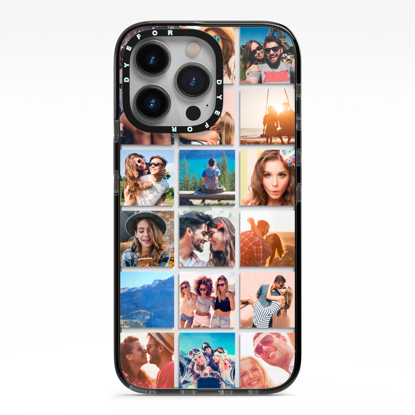 Multi Photo Collage iPhone 13 Pro Black Impact Case on Silver phone