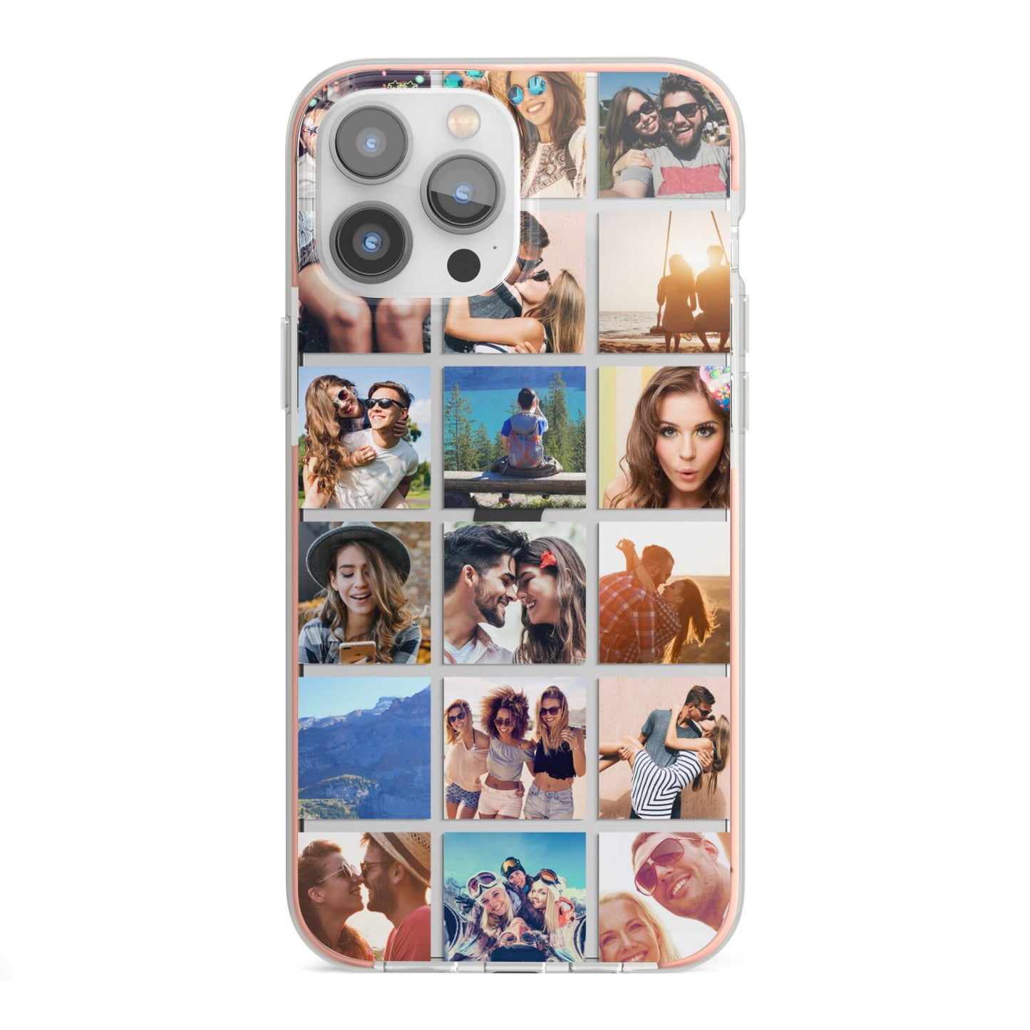 Multi Photo Collage iPhone 13 Pro Max TPU Impact Case with Pink Edges