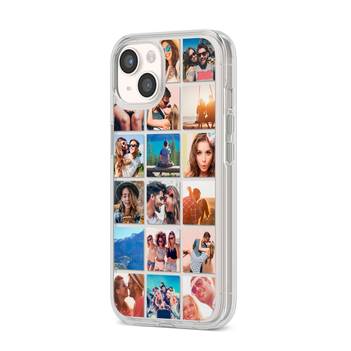 Multi Photo Collage iPhone 14 Clear Tough Case Starlight Angled Image