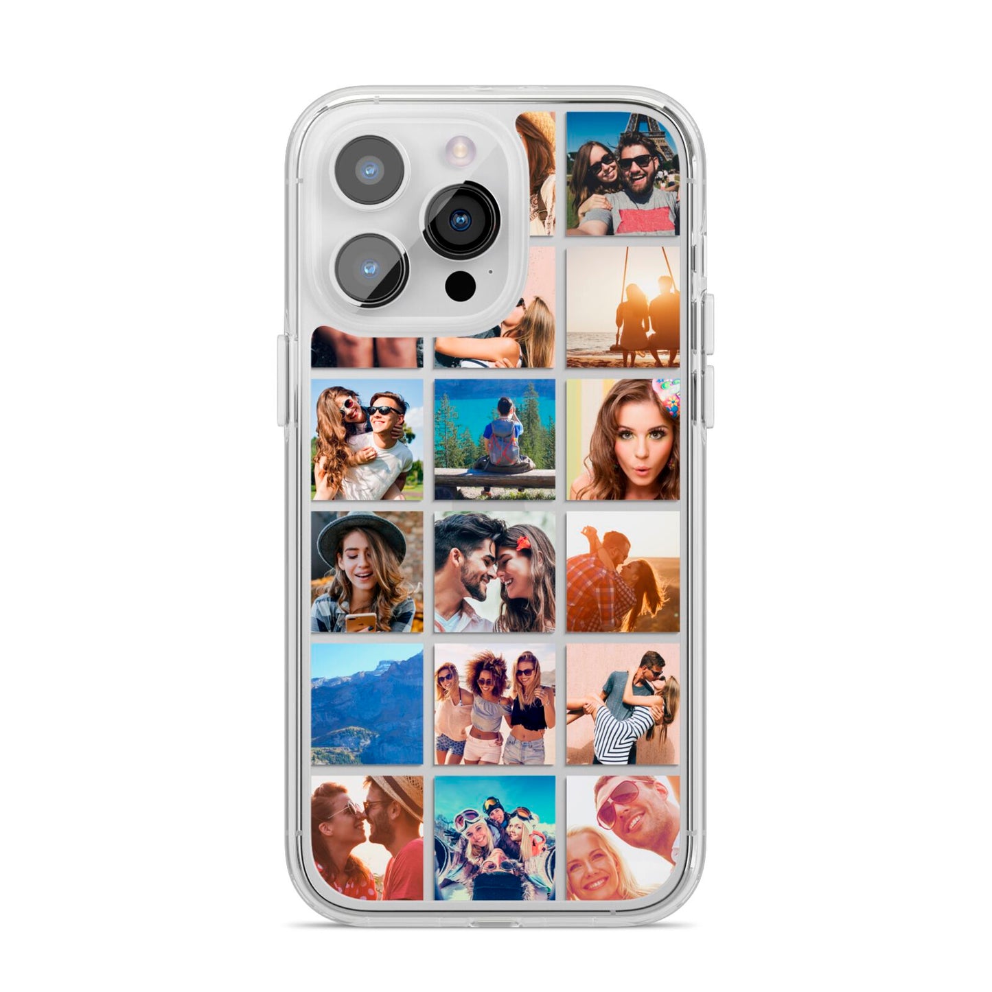 Multi Photo Collage iPhone 14 Pro Max Clear Tough Case Silver