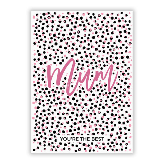 Mum Polka Dots Mothers Day A5 Flat Greetings Card